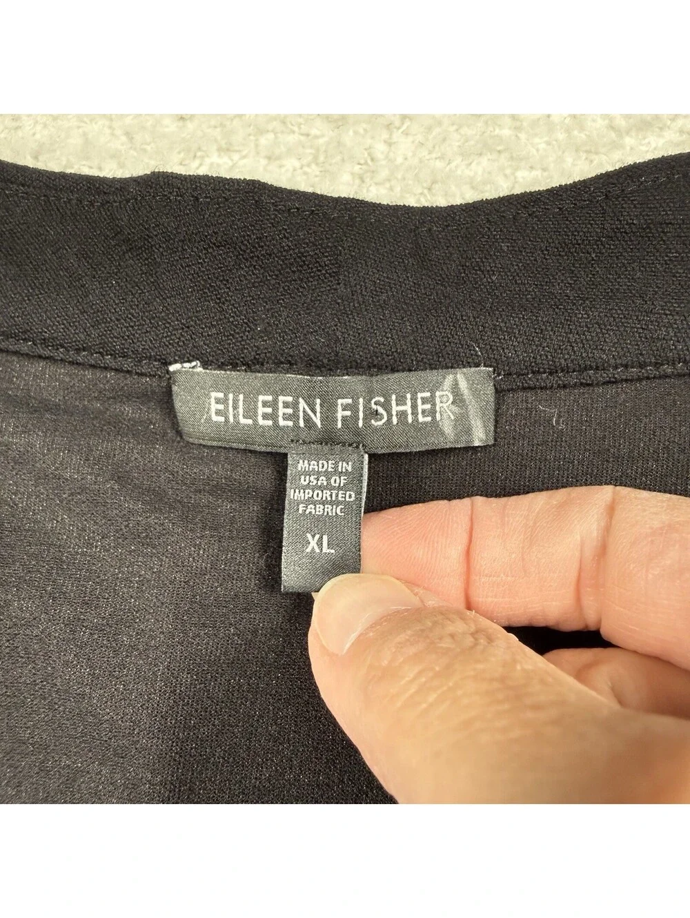 Eileen Fisher Women XL Black Wrap Surplice Sleeveless Dress Made USA Stretch